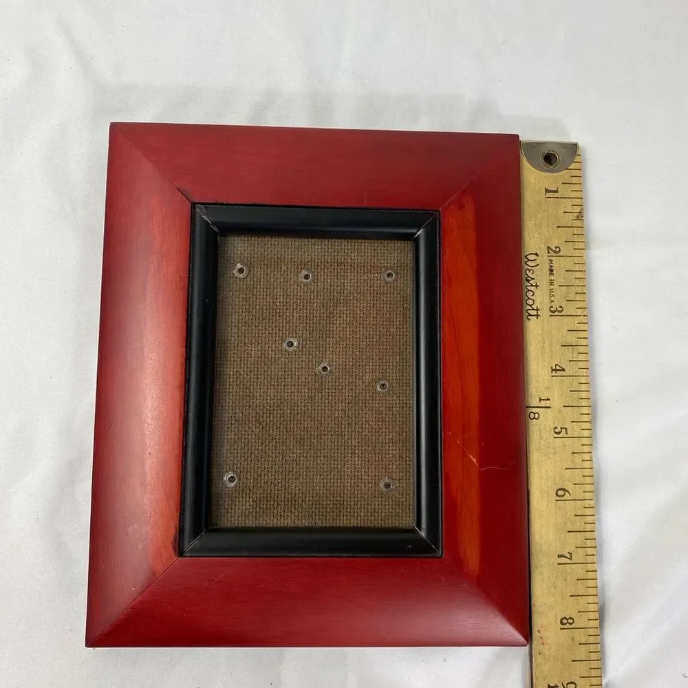 Red Wooden Picture Frame Vintage 4x6 photo Very